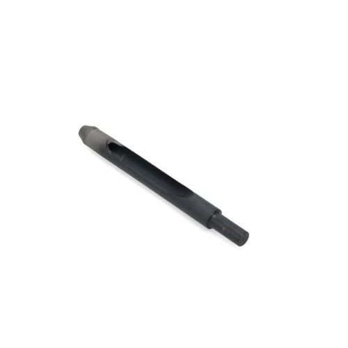 Black carbide tine with a cylindrical shape and a slot, designed for lawn equipment use