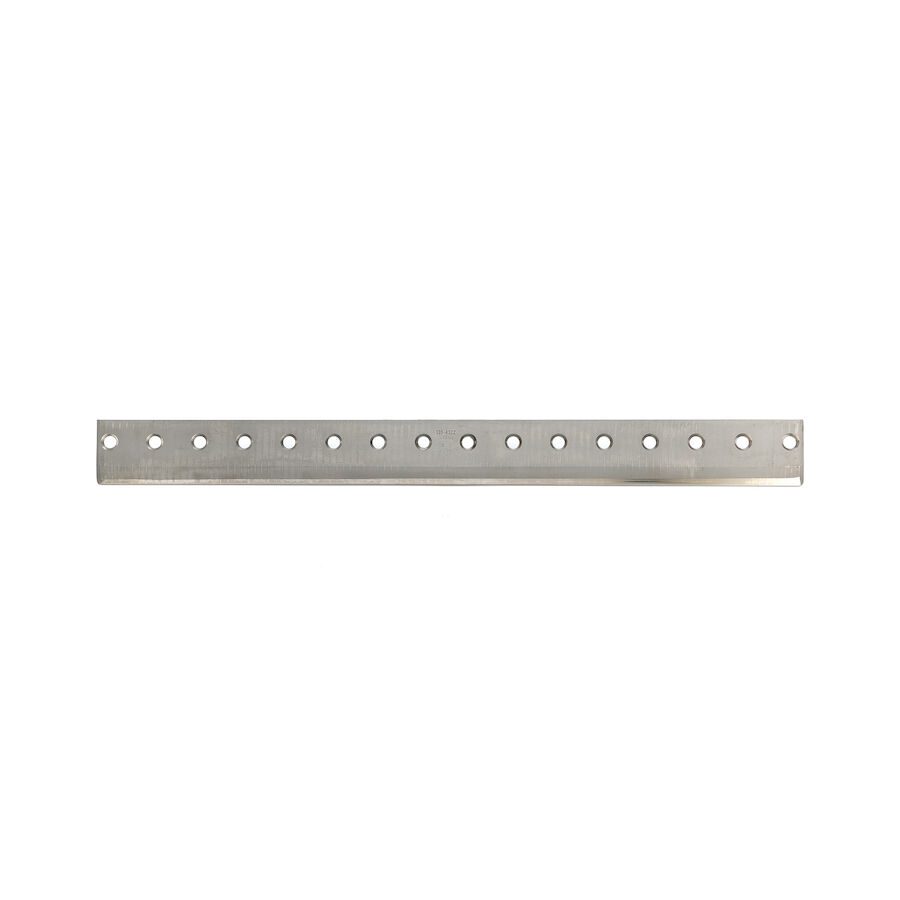 623_71567522-c6ff-4a2c-9256-5cc5411d7600 Metal bedknife with multiple holes, featuring a sleek, polished finish for precision cutting