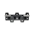 Black metal tine holder with multiple mounting holes and a smooth silver strip across the top