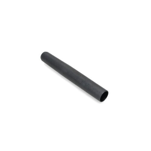 A black hollow tine with a cylindrical shape, showing a smooth surface and tapered ends