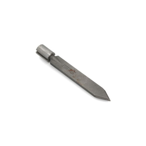 Metal slicing tine with a pointed tip, featuring a cylindrical attachment for easy installation