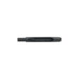 Black quad tine tool with a cylindrical shape and a hollow center, designed for specific applications