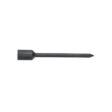 Solid round tine with a tapered end, black metal finish, shown from the side