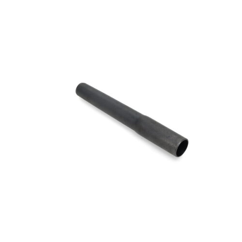 A hollow tine tool with a tapered design, shown from a side angle, in a dark metallic finish