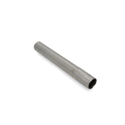 A metallic hollow tine with a cylindrical shape, showcasing a smooth, silver finish