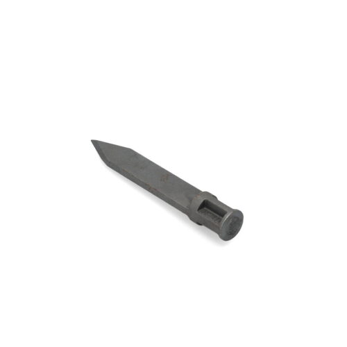Metal slicing tine with a pointed tip, featuring a cylindrical base for attachment