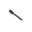 Solid round tine with a pointed end, black metal, shown from a side angle