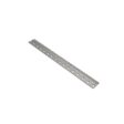 A long, silver bedknife with multiple holes, designed for precision cutting in lawn equipment
