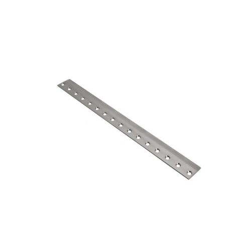 623_9567ba39-863b-4f9b-a74e-2c433477e974 A long, silver bedknife with multiple holes, designed for precision cutting in lawn equipment