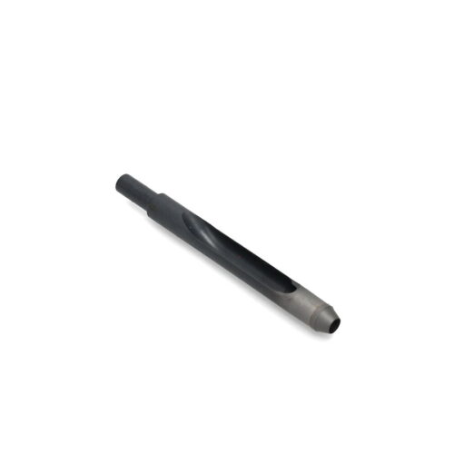 A black carbide tine with a cylindrical shape, designed for lawn care equipment
