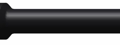 Solid round tine with a pointed end, black color, shown from the side