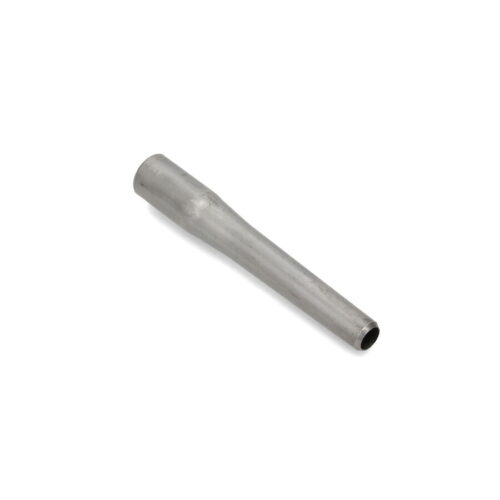 A metallic hollow tine with a tapered design, showcasing a silver finish and smooth surface