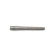 A metallic hollow tine tool, elongated and cylindrical, shown from a top-down angle
