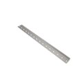 A long, silver bedknife with multiple mounting holes, designed for precision cutting in lawn care equipment