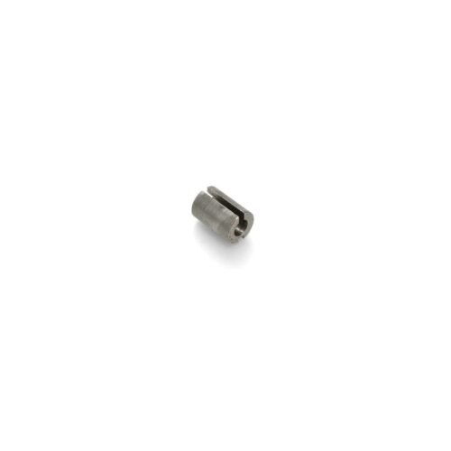 Metal sleeve-tine component, cylindrical shape with a slot, designed for gardening equipment use