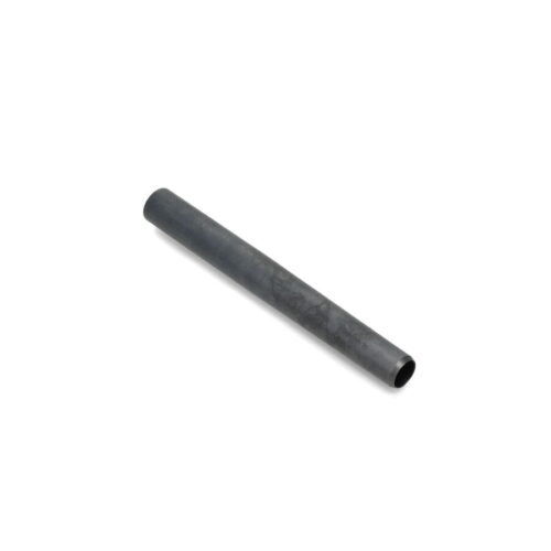 A hollow metal tine, cylindrical and dark gray, shown from a side angle on a white background