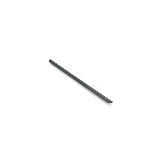 A solid metal tine, 9 inches long and 0.38 inches wide, shown from a top view