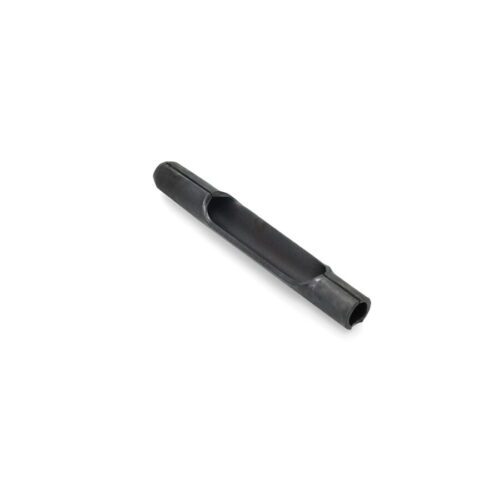 A black metal mount with a cylindrical shape, designed for 19.0 mm fittings