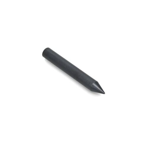 A solid black round tine with a pointed end, measuring 4.50 inches long and 0.63 inches wide