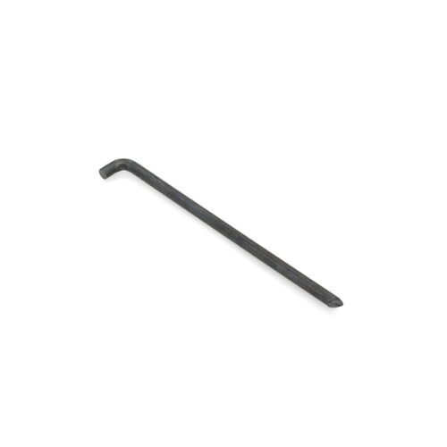A long, solid needle tine with a curved end, featuring a dark metallic finish