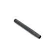 A hollow tine in black, cylindrical shape, showing one open end and a smooth surface