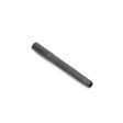 A hollow tine in black, cylindrical shape, showing one open end and one closed end