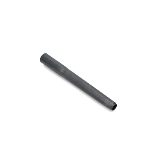 A hollow tine in black, cylindrical shape, showing one open end and one closed end