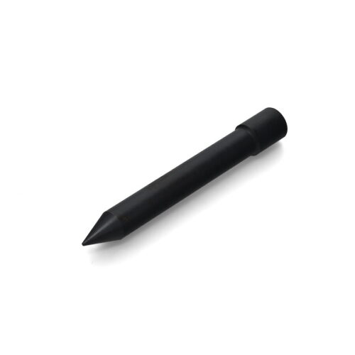 Solid round tine in black, featuring a pointed end and cylindrical base, designed for tilling