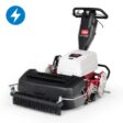 Electric walk-behind mower with a fixed head, featuring a lithium-ion battery and a sleek design