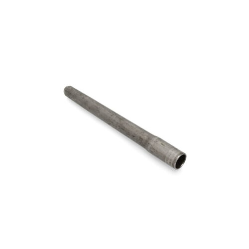 Metal hollow tine with a cylindrical shape, featuring a textured surface and open end