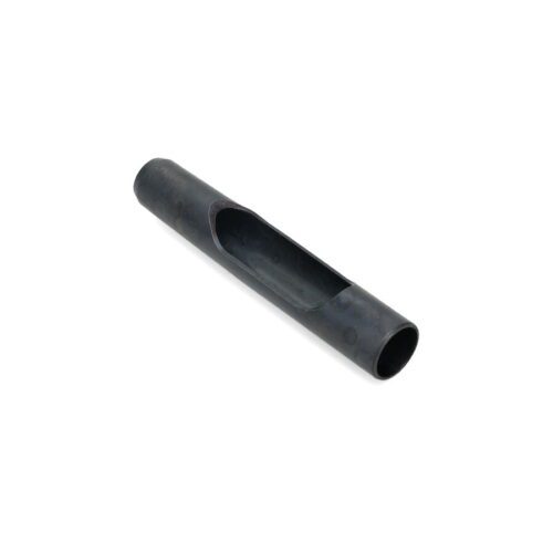 Black metal tine with a side eject design, featuring a smooth cylindrical shape and a cutout