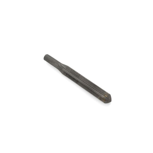 A single carbide tine with a pointed end, shown from a side angle, featuring a dark metallic finish