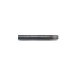 A black carbide tine with a hollow center, viewed from the side, showing its cylindrical shape