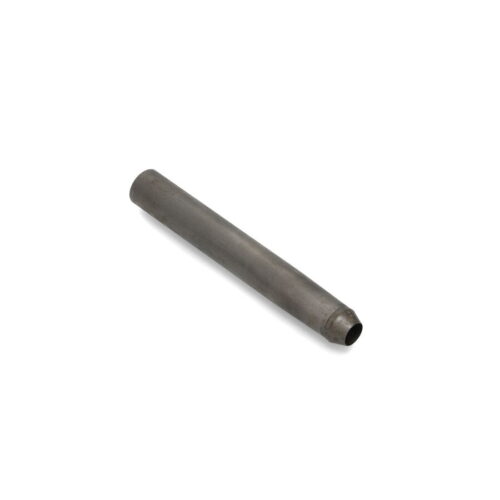 A cylindrical metal tine with a hollow center, shown from a side angle, grey in color