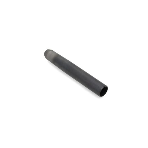 Black hollow tine with tapered end, showcasing a cylindrical shape and smooth surface