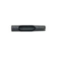 Black metal tine with a side eject design, cylindrical shape, and hollow center for attachment