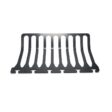 Black left-hand turf guard with four tines, designed for lawn care and soil aeration