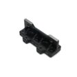Black metal tine holder with multiple slots and holes for attachment, viewed from the side