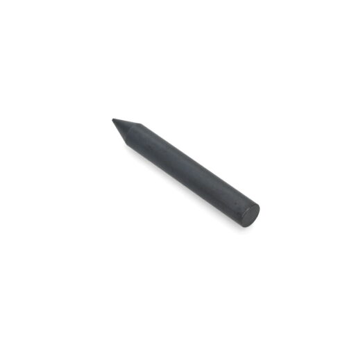 A solid black round tine with a pointed end, measuring 4.50 inches long