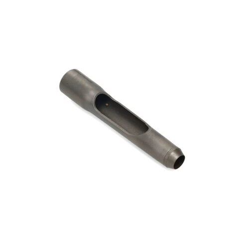 Metal carbide tine with a side eject design, featuring a cylindrical shape and a smooth finish