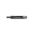 A black carbide tine with a tapered end, shown from a side angle on a white background