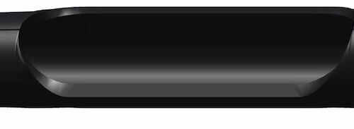 Black side eject tine with a smooth surface, showing a cylindrical shape and tapered ends