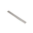 A metallic bedknife with multiple holes, designed for precise cutting in lawn equipment