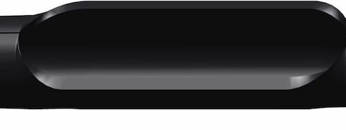 Black heavy-duty side eject tine with a smooth, elongated design and rounded ends