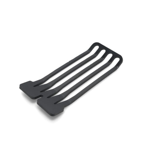 Black 8-tine turf guard with a flat design, angled view showcasing its sturdy construction
