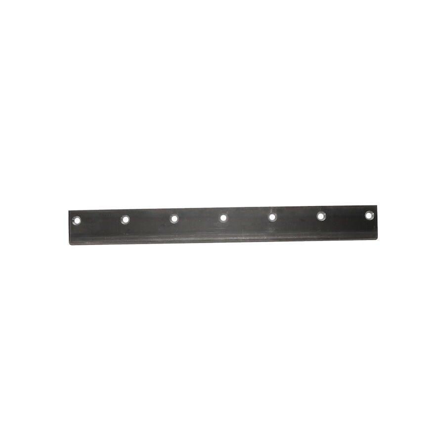623_ea0ef381-b8a1-439b-9400-8ebb54ca2d18 A long, dark steel bedknife with mounting holes, designed for precision fairway cutting