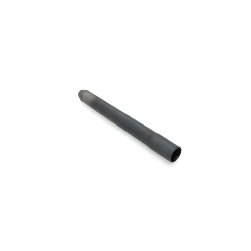A long, cylindrical, hollow carbide tine with a black finish, shown from a side angle