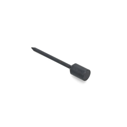 Solid round tine with a cylindrical base and pointed tip, shown from a side angle, in black