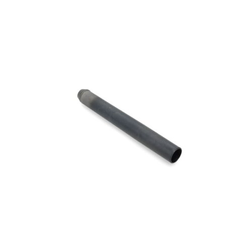 A black, hollow carbide tine with a tapered end, shown from a side angle