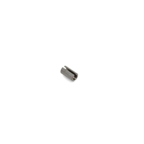 Small metal sleeve-tine component, cylindrical shape, gray color, used in Toro equipment